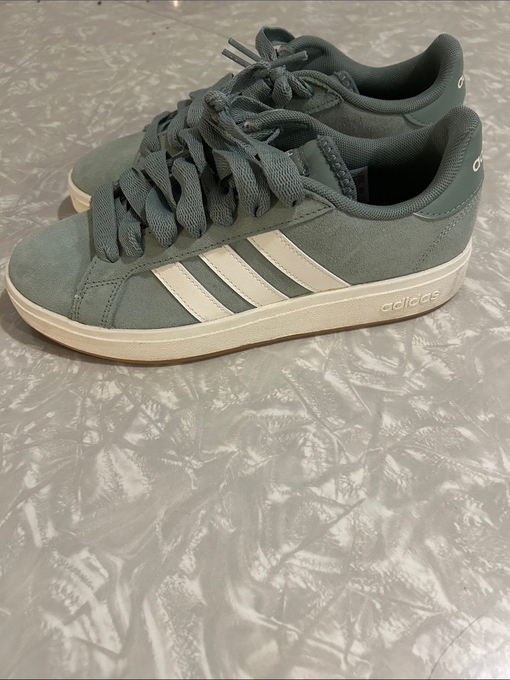 adidas Suede Sneakers in Sage Green and White